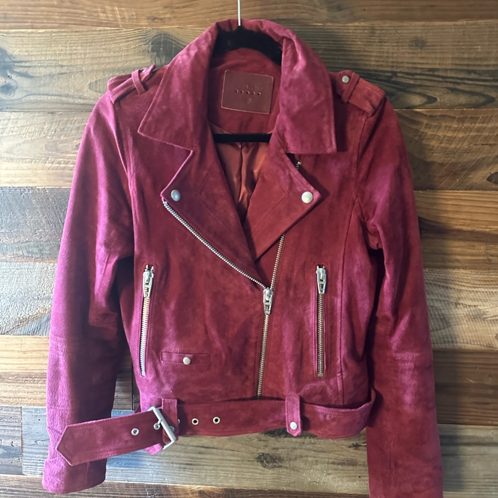 BlankNYC || Berry Red  Moto Suede Jacket